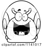 Cartoon Clipart Of A Black And White Excited Snail Vector Outlined Coloring Page