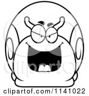 Cartoon Clipart Of A Black And White Sly Bully Snail Vector Outlined Coloring Page