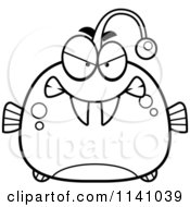 Cartoon Clipart Of A Black And White Angry Viperfish Vector Outlined Coloring Page by Cory Thoman