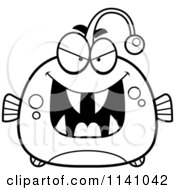 Cartoon Clipart Of A Black And White Sly Viperfish Vector Outlined Coloring Page by Cory Thoman