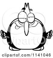 Cartoon Clipart Of A Black And White Dumb Woodpecker Bird Vector Outlined Coloring Page by Cory Thoman