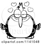 Cartoon Clipart Of A Black And White Woodpecker Bird In Love Vector Outlined Coloring Page by Cory Thoman
