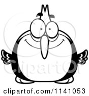 Cartoon Clipart Of A Black And White Happy Smiling Woodpecker Bird Vector Outlined Coloring Page by Cory Thoman