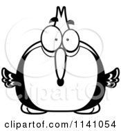 Cartoon Clipart Of A Black And White Surprised Woodpecker Bird Vector Outlined Coloring Page by Cory Thoman