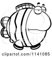 Cartoon Clipart Of A Black And White Bored Clownfish Vector Outlined Coloring Page by Cory Thoman