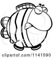 Cartoon Clipart Of A Black And White Angry Clownfish Vector Outlined Coloring Page by Cory Thoman