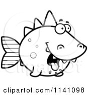 Poster, Art Print Of Black And White Hungry Dino Fish