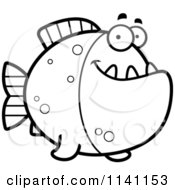 Poster, Art Print Of Black And White Happy Piranha Fish