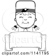 Poster, Art Print Of Black And White Bellhop Hotel Boy Over A Banner