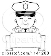 Poster, Art Print Of Black And White Happy Police Boy Over A Banner