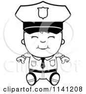 Poster, Art Print Of Black And White Happy Police Boy Sitting