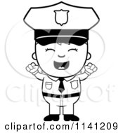 Poster, Art Print Of Black And White Happy Police Boy Cheering