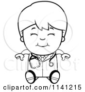 Poster, Art Print Of Black And White Happy Doctor Or Veterinarian Boy Sitting