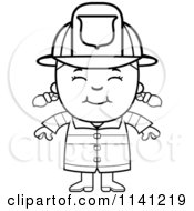 Poster, Art Print Of Black And White Happy Fire Fighter Girl