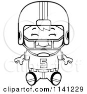 Poster, Art Print Of Black And White Happy Football Player Boy Sitting