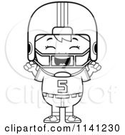 Poster, Art Print Of Black And White Happy Football Player Boy Cheering