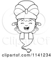 Poster, Art Print Of Black And White Happy Genie Girl Cheering
