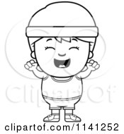 Poster, Art Print Of Black And White Happy Fitness Gym Boy Cheering