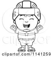 Poster, Art Print Of Black And White Happy Hockey Boy Cheering