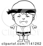 Poster, Art Print Of Black And White Angry Martial Arts Karate Boy
