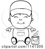 Poster, Art Print Of Black And White Happy Painter Boy Sitting