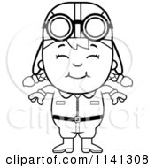 Poster, Art Print Of Black And White Happy Aviator Pilot Girl