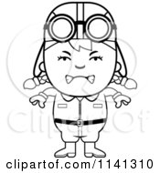 Poster, Art Print Of Black And White Angry Aviator Pilot Girl