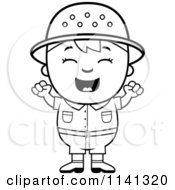 Poster, Art Print Of Black And White Happy Safari Boy Cheering