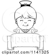 Poster, Art Print Of Black And White Happy Sailor Boy Over A Banner Sign