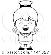 Poster, Art Print Of Black And White Happy Sailor Boy Cheering