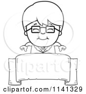 Poster, Art Print Of Black And White Happy Scientist Boy Over A Banner