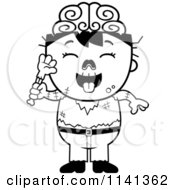 Cartoon Clipart Of A Black And White Zombie Boy Eating A Hand Vector Outlined Coloring Page