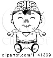 Poster, Art Print Of Black And White Happy Zombie Boy Sitting