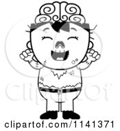 Poster, Art Print Of Black And White Happy Zombie Boy Cheering