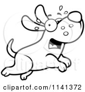 Cartoon Clipart Of A Black And White Scared Dog Running Vector Outlined Coloring Page