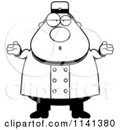Cartoon Clipart Of A Black And White Careless Shrugging Bellhop Worker Vector Outlined Coloring Page