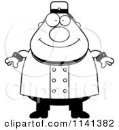 Cartoon Clipart Of A Black And White Happy Bellhop Worker Vector Outlined Coloring Page