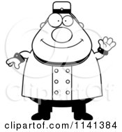 Cartoon Clipart Of A Black And White Friendly Waving Bellhop Worker Vector Outlined Coloring Page