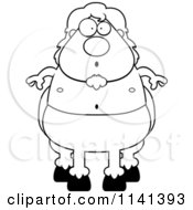 Cartoon Clipart Of A Black And White Surprised Centaur Vector Outlined Coloring Page