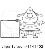Poster, Art Print Of Black And White Chubby Cheerleader With A Sign