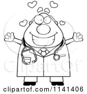 Poster, Art Print Of Black And White Happy Chubby Male Doctor Or Veterinarian Wanting A Hug