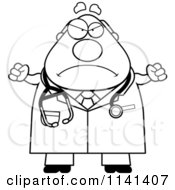 Poster, Art Print Of Black And White Angry Chubby Male Doctor Or Veterinarian