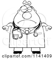 Poster, Art Print Of Black And White Depressed Chubby Male Doctor Or Veterinarian