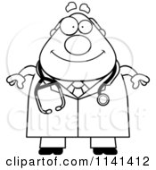 Poster, Art Print Of Black And White Happy Chubby Male Doctor Or Veterinarian