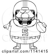 Cartoon Clipart Of A Black And White Chubby Football Player Vector Outlined Coloring Page