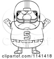 Cartoon Clipart Of A Black And White Angry Chubby Football Player Vector Outlined Coloring Page