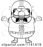Cartoon Clipart Of A Black And White Stressed Chubby Football Player Vector Outlined Coloring Page