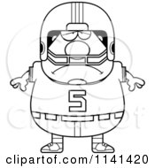 Cartoon Clipart Of A Black And White Depressed Chubby Football Player Vector Outlined Coloring Page