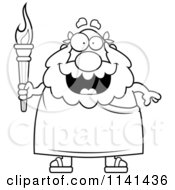 Poster, Art Print Of Black And White Happy Senior Greek Man Holding An Olympic Torch