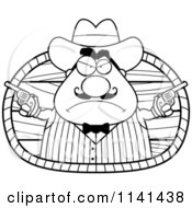 Black And White Chubby Male Wild West Cowboy Holding Guns